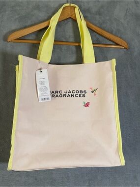 Marc Jacobs Fragrances Pink and Yellow Canvas Tote Bag limited edition